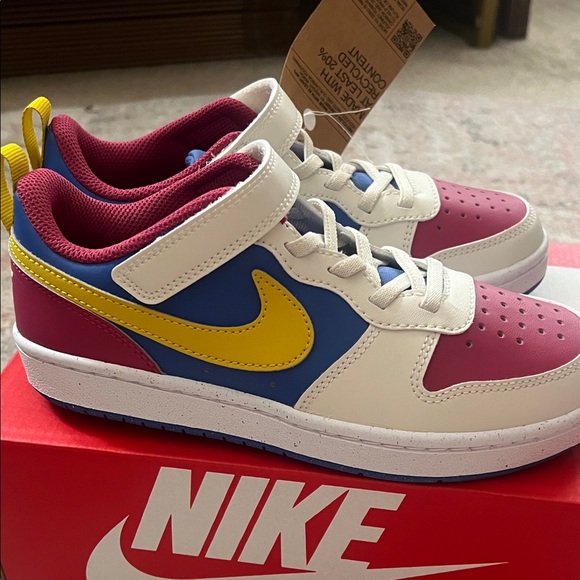 NWT Nike Kids' pink, Blue, and Yellow Sneakers - Picture 2 of 4